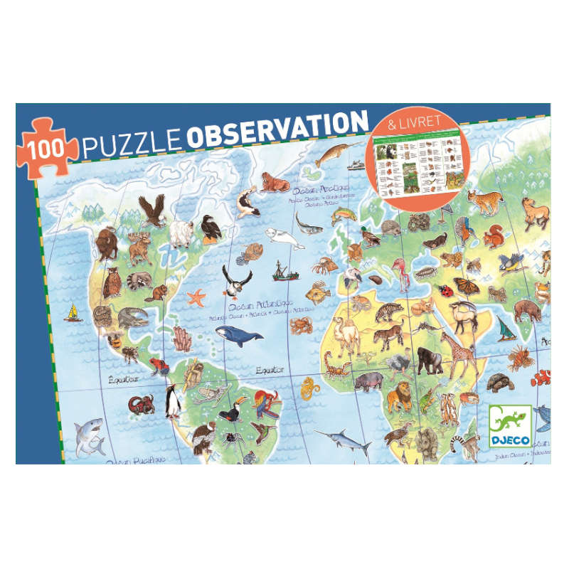 Puzzle Παρατήρησης Τα Ζώα του Κόσμου - 100 Τεμάχια