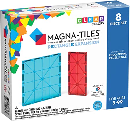Magna Tiles - Επέκταση Σχημάτων Τετράγωνο & Ορθογώνιο 8 τεμ